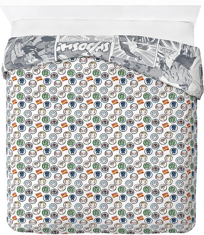 Jay Franco Kids Duvet Cover Set – 3 Piece Super Soft Bedding with Sham Pillowcase, Cover ONLY Comforter Not Included, Grey - Marvel Comics, Full