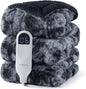 Bedsure Faux Fur Heated Blanket Full Size, Fast Heating Electric Blanket Full Size with 6 Heating Levels & 10 Time Settings, Cozy Gifts for Women Men (72x84 inches, Black)