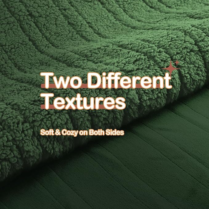 Heated Electric Blanket Queen Size Blanket 84" x 90" with Dual Control, 5 Levels Heating & 10Hs Auto Off, Pine Green