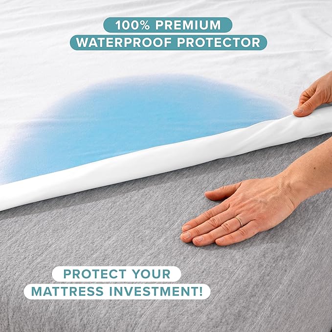 Bare Home Cal King Size Mattress Protector - 100% Waterproof & Breathable - Premium Cooling Mattress Cover - Protects Against Spills - Vinyl Free - Protect Your Mattress (California King, White)