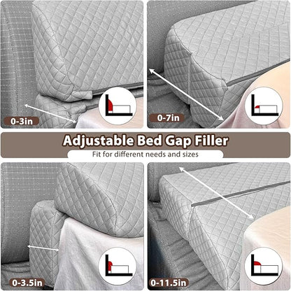 4 Modes Pillow Wedge for Headboard Gap, Foldable Bed Wedge Pillow, Bed Gap Filler King Size Fill The Gap (0-7"), Mattress Gap Filler Long Pillow Between Headboard and Mattress