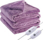 Electric Heated Blanket Queen Size 84"x90", Dual Control Fast Heating Cozy Heated Blanket for Bed, 10 Hours Auto Off & 5 Heating Levels, Warm Gift for Grandma-Light Purple
