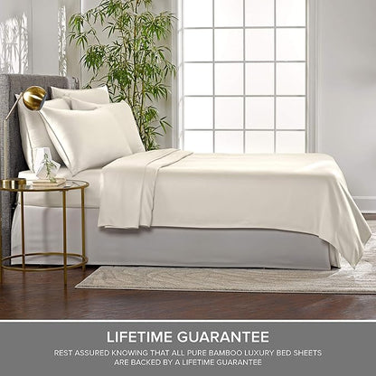 Pure Bamboo Short Queen Sheets for RV Camper (60"x75") - Genuine 100% Organic Viscose Derived from Bamboo Bed Sheet Set, Soft & Cooling, 2 Year Quality Promise (Short Queen, Ivory)
