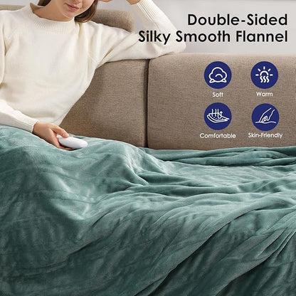 Heated Blankets King Electric Blanket 100''X90'', Ultra Soft Silky Flannel and Fluffy Sherpa Heating Blanket with 5 Heat Levels & 10 Hrs Timer, ETL Certified & Overheat Protection, Gifts for Grandma