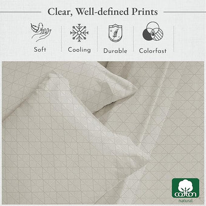 California Design Den California King Sheet Sets - 400 Thread Count Sateen, Natural 100% Cotton Sheets, Deep Pocket and Durable Bedding Set - Taupish-Sage Crosshatch