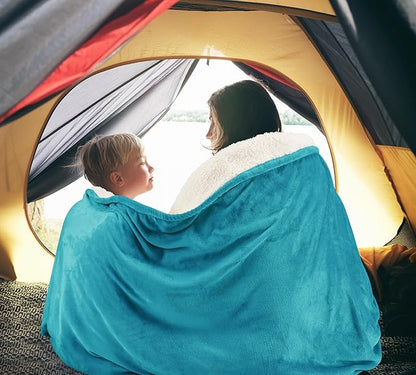 Utopia Bedding Sherpa Blanket King Size (Turquoise, 90x102 Inches) - Soft Lightweight Plush Fleece Reversible Blanket for Bed, Sofa, Couch, Camping and Travel