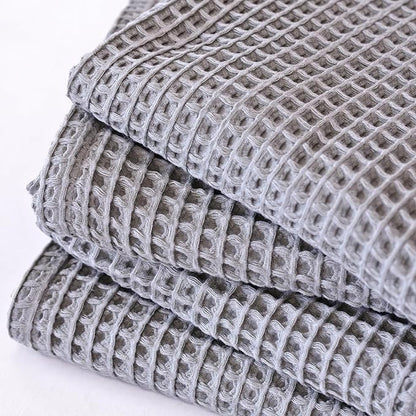 Premium Waffle Blanket Twin Size Gray - Luxury, Pure 100% Turkish Cotton, Light and Airy Waffle Weave All-Season Quilt - Luxury Decorative Bedspread (Gray, Twin 63" x 91" Inch)