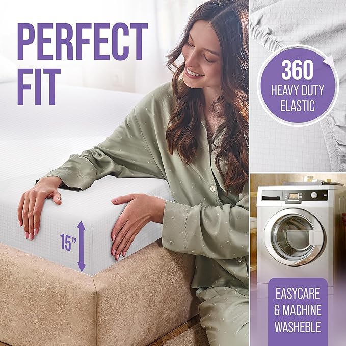 Luxury Grounding Sheets King 22% Silver Fiber, 74% Cotton, 4% Silk, SGS Quality Certified Grounded Well Bed Sheet - Conductive Earth Fitted Sheet for Better Sleep, White