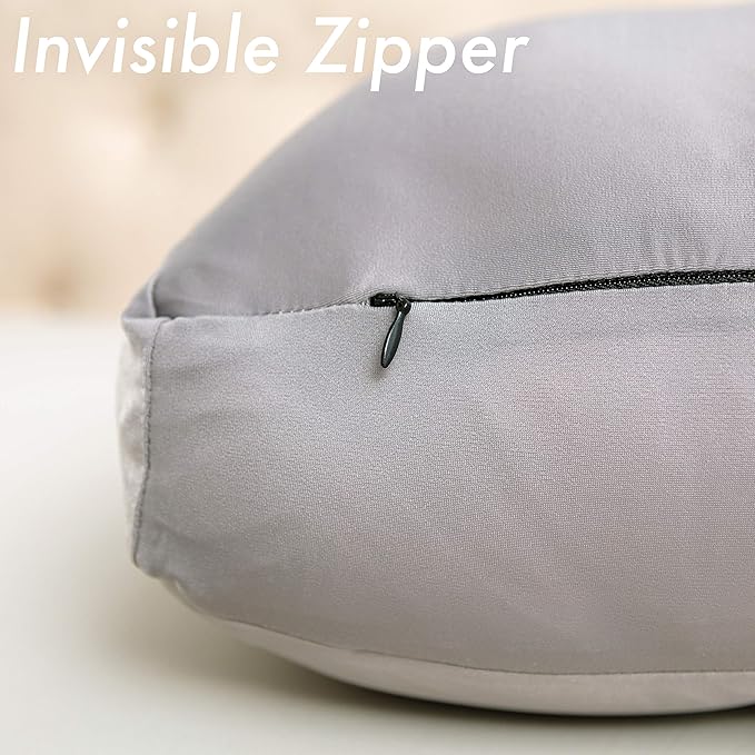 PILLOWY Cover Only for Premium Microbead Bed Pillow, Medium Extra Smooth - Ultra Comfortable Sleep with Silk Like Anti Aging Cover 85% Spandex/ 15% Nylon Breathable, Cooling Stone Grey