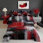Feelyou Red Black and Grey Comforter Geometric Artistic Smear Comforter Set Abstract Graffiti Art Bedding Set Contemporary Modern Brush Design Duvet Set Room Decor Quilt Set King Size