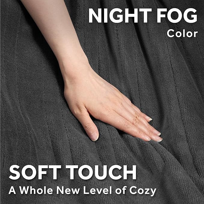 Sunbeam Electric Royal Luxe Microplush Heated Blanket, 12 Heat Settings, 12-Hour Auto Shut-Off, Fast Heating, Warm & Cozy, Machine Washable, Night Fog Color, Twin (84" x 62")
