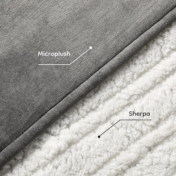 Electric Heated Blanket Full Size - 72"x84", Soft Flannel Heating Blanket, 10 Heating Levels, 1-12 H Auto Shut Off, Breathable Warm and Washable for Bed, Light Grey