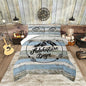 Castle Fairy Rustic Farmhouse Comforter Set Queen Size Blue Plank Bedding Set for Kids Boys Girls Bedroom Decoration Vintage Wood Bed Duvet Insert Blue Watercolor Comforter with 2 Pillowcase