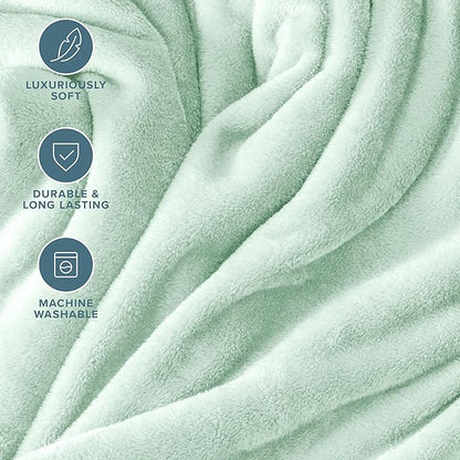 Bare Home Fleece Blanket - Twin/Twin Extra Long - Ultra-Soft Lightweight for Bed, Sofa, and Couch - Luxury Microplush - Cozy Warm Blanket (Twin/Twin XL, Spring Mint)