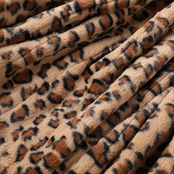 Electric Heated Blanket Throw Size 50" x 60", Super Cozy Soft with 6 Heating Levels & 3 Hours Auto Off, Soft & Comfort, Machine Washable, Home Office Use, Brown Leopard Print