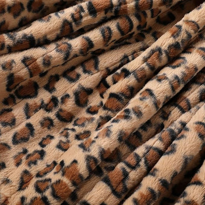 Electric Heated Blanket Throw Size 50" x 60", Super Cozy Soft with 6 Heating Levels & 3 Hours Auto Off, Soft & Comfort, Machine Washable, Home Office Use, Brown Leopard Print