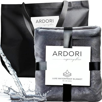 Waterproof Blanket King Size, Gray, 82x82"- Water Proof and Stain Resistant Blankets for Couples Bed Intimacy, Fleece Moisture Absorbent, Layered Sheet Protector, Leakproof Protective Top Cover Throws