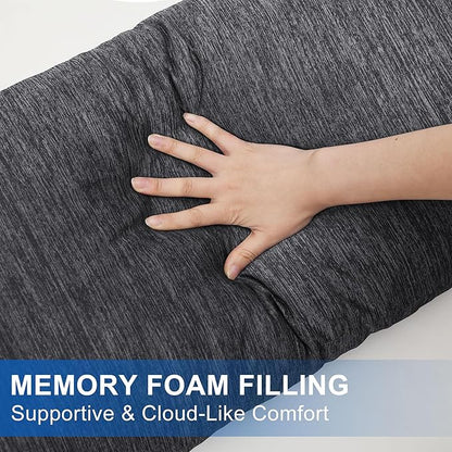 Hiasan Cooling Adult Body Pillow - Memory Foam Insert, Long Full Body Pillow for Side Sleepers, Bed,Sleeping,Soft Support for Pregnant Women, Back Pain Relief, 20x54 Inch, Grey