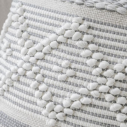 BlissBlush Gray Cream White Boho Throw Pillow Cover 20X20, Boho Woven Textured Pillow Cover, Neutral Pillow Cover, Sofa Couch Bed Farmhouse Lumbar Pillow (Cover ONLY)