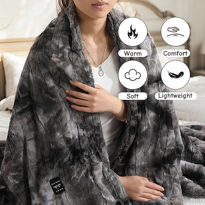 Soypipo Electric Heated Throw Blanket 50"x60", Faux Fur Plush with 4 Heat Settings & 2/4/8/10H Auto Shut-Off, Overheat Protection, Machine Washable, Dark Grey