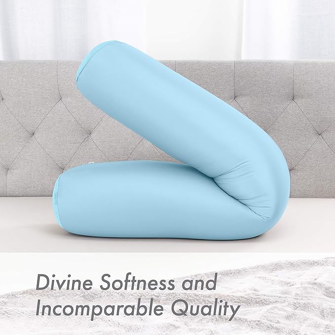 Case Only - Body Pillow Cover Stylish Silky Super Soft - 85% Spandex/ 15% Nylon Blend, Beauty - Breathable Pillowcase - Gentle on Hair Size 48 X 8, Sweet Baby Blue