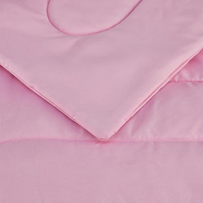 Amazon Basics 2 Piece Soft Microfiber Kid's Comforter and Pillow Sham Set, Twin, Light Pink, Solid (Pack of 4)