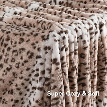 Electric Heated Blanket Full Size 72"x84", Cozy Large Oversized, 6 Heating Levels & 1-10 Hours Auto Off, Machine Washable, Leopard Print, Beige