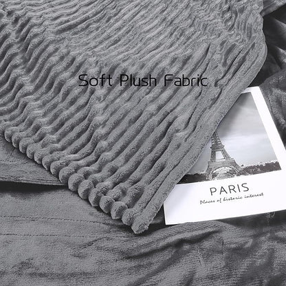 Electric Heated Blanket Full-Size 72x84 Inch - Ultra Soft Silky Flannel with Ribbed Texture, 10 Heating Levels and 12 Hours Auto-Off Feature - Grey