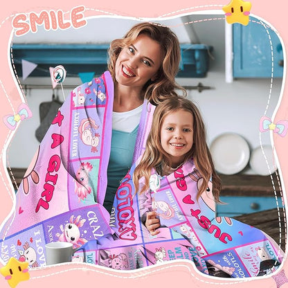 Just A Girl Who Loves Axolotls Blanket for Girls Kids, Cute Axolotls Gifts for Girls, Axolotls Themed Gifts, Axolotls Lover Gifts, Axolotls Gifts for Birthday Christmas, Axolotls Blanket 50" X 40"