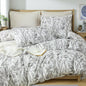 100% Cotton Duvet Cover Queen Size – Vintage Botanical Sketch Elegant Taupe Floral Duvet Cover Set with Zipper Closure, 3-Piece Soft Breathable Natural Premium Cotton Bedding Set