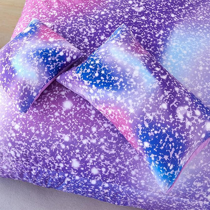RYNGHIPY 6Pcs Girls Bedding Set Full Size Purple Rainbow Comforter Set for Kids Teens Girls Glitter Bed in a Bag Lightweight Fluffy