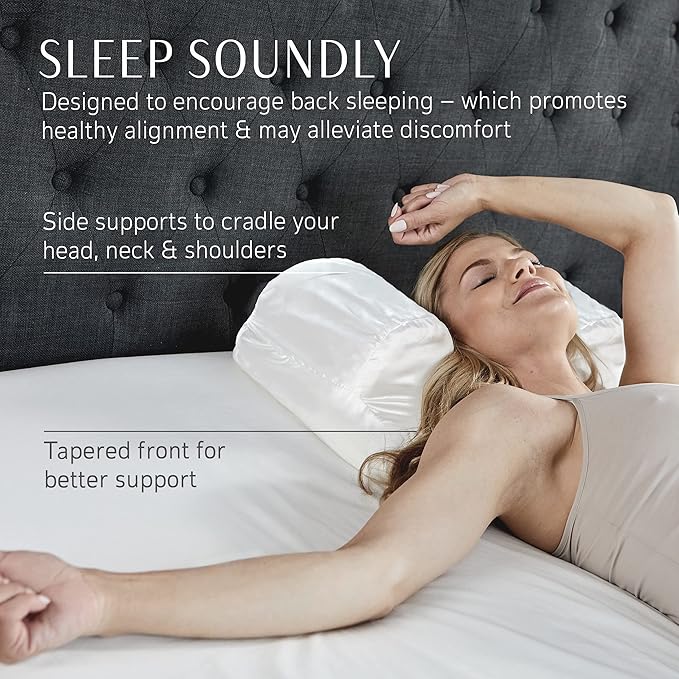 Your Face Pillow-Back Sleeper Beauty Pillow, Cervical Neck Pillow Contour Memory Foam Pillow, Ergonomic Neck, Back & Shoulder Support. Back Sleeping Reduces Pressure on Skin - Standard with Satin Case