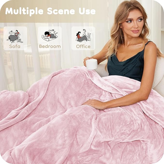 Electric Heated Blanket Full Size 72×84, Breathable & Luxurious Flannel,Soft Warm Gift with Over-Heat Protection,4 Heating Levels & 10 H Auto Shut Off, Machine Washable, Light Pink