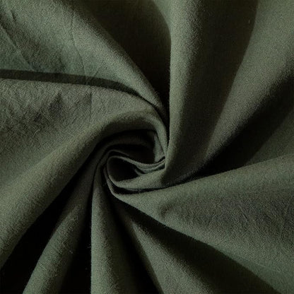 Jane yre Dark Green Duvet Cover King, 100% Washed Cotton Linen Like Textured 3 Pieces Bedding Set, Solid Color Simple Style Luxury Relaxed Feel Natural Wrinkled Breathable Soft Comfy