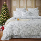 FADFAY Gray and White Duvet Cover Set Shabby White Floral Farmhouse Bedding Vintage Bird Peacock Quilt Cover Set 100% Cotton Comforter Cover with Hidden Zipper Closure 3Pcs, King/California King Size