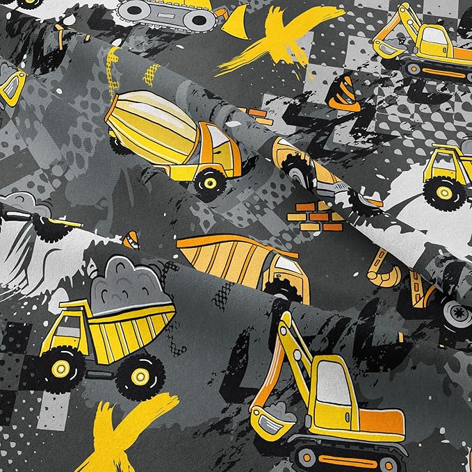Peopleareok Construction Truck Kids Comforter Set for Boys Full (79x90 Inch), 3 Pieces Construction Excavator Tractor Bedding Sets for Children, Super Soft Microfiber Comforter with 2 Pillowcase