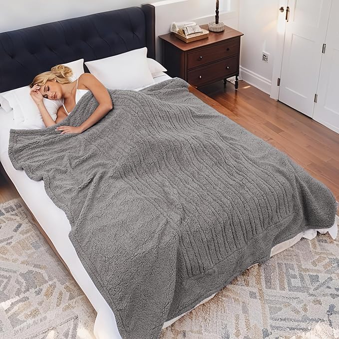 Heated Blanket Full Size Electric Blanket 72" x 84" with 5 Levels Heating & 10Hs Auto Off, Silky Microplush Flannel & Warm Sherpa Fabric, Machine Washable, Great Christmas Birthday Gifts, Gray