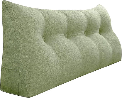 10 lbs Thickened Headboard Pillow Wedge Pillow Headboard Reading Pillow Bed for Comfortable Backrest Reading Triangular Pillow with Side Pocket Backrest Pillows for Sitting in Bed Green Full