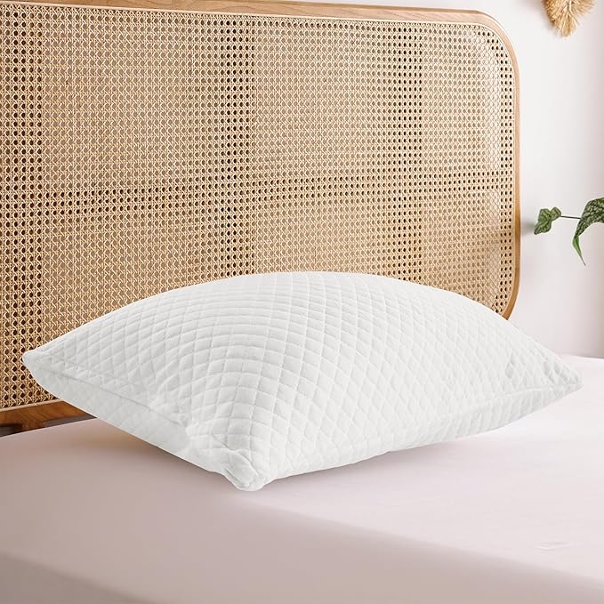 WELLCO Medium Firm Pillow Queen Size 28 x 18 inch, Bed Pillow with Adjustable Insert and 1 Cooling Pillowcase, Not Only Provides Stronger Support But Aslo Comfortable