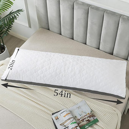 WhatsBedding Memory Foam Body Pillow with Removable Pillowcase-Fluffy Body Pillows for Adults -Large Long Bed Pillows for Sleeping - 20x54 inch, White