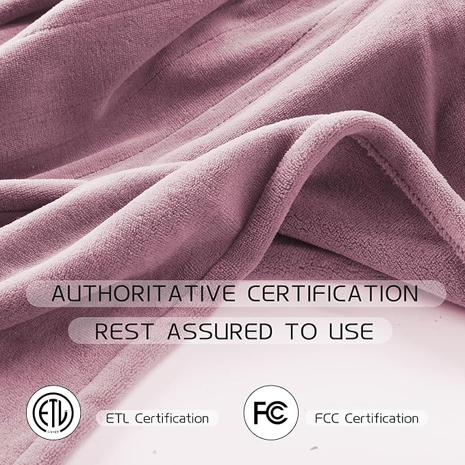 Electric Heated Blanket 72"x84" Full Size, Soft Coral Fleece with 4 Heating Levels and 10 Hours Auto-Off, Machine Washable, Cozy Plush Fabric for Home, Purple