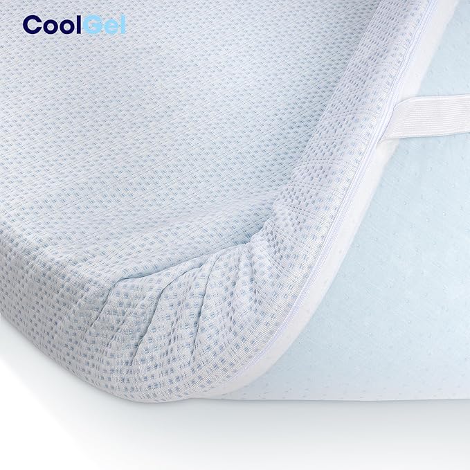 COOL GEL Memory Foam Mattress Topper, Cool Gel Infused Memory Foam, Plush and Supportive, CertiPUR Certified (3-inch + Cool Gel Cover, Twin)