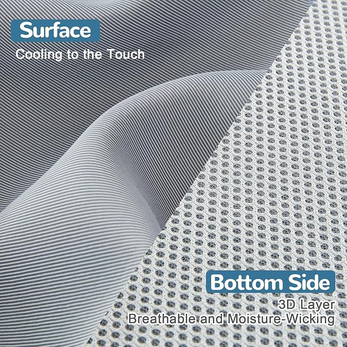 Ailemei Direct Cooling Thin Mattress Pad, California King Size Mattress Topper for Hot Sleepers, with a Deep Pocket Fits 16" Mattresses,Cool Fitted Sheets for Bed,Summer Cooling System,Gray,72"x84"