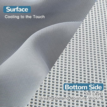 Ailemei Direct Cooling Thin Mattress Pad, California King Size Mattress Topper for Hot Sleepers, with a Deep Pocket Fits 16" Mattresses,Cool Fitted Sheets for Bed,Summer Cooling System,Gray,72"x84"