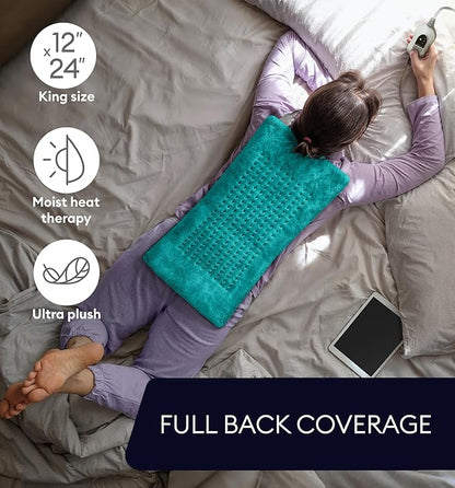 GENIANI XL Electric Heating Pad for Back Pain & Cramps Relief, Electric Throw, Birthday Christmas Gifts for Women, Men Auto Shut Off, Machine Washable, Heat Pad for Neck & Shoulder (Viridian Green)