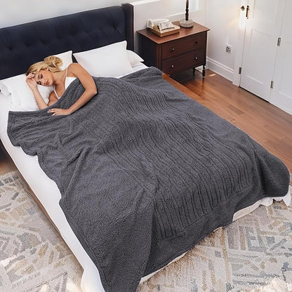 Heated Blanket Full Size Electric Blanket 72" x 84" with 5 Levels Heating & 10Hs Auto Off, Silky Microplush Flannel & Warm Sherpa Fabric, Machine Washable, Great Christmas Birthday Gifts, Dark Gray