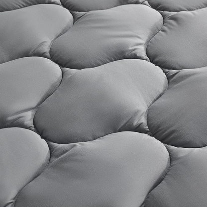 SLEEP ZONE Bedding Quilted Fitted Twin Mattress Pad Cover, Soft Fluffy Pillow Top Bed Mattress Topper Deep Pocket 8-21 inch, Washable (Grey, Twin)