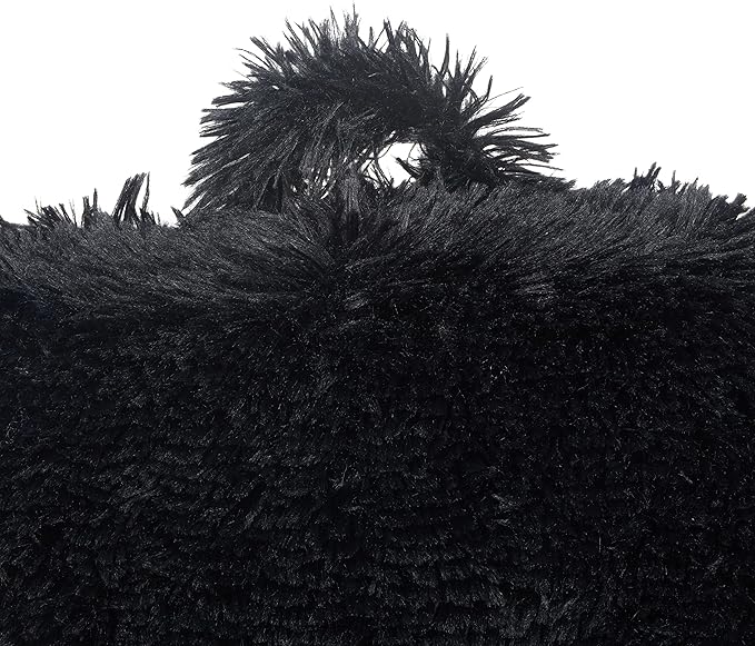 Klear Vu Shaggy Reading Pillow Back Rest Body Pillow for Adults and Kids, Lumbar and Arm Support on Bed, Chair, Couch, Sofa and Floor, 30" x 21", One Size, Black