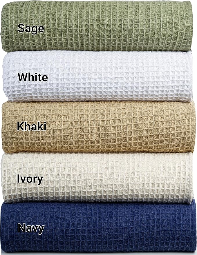 Tex Trend Waffle Blanket – 100% Cotton Blankets Queen Size – Breathable and Soft for Christmas – Suitable for Bed Layering, Sofa & Couch - Navy Blue (90”x90”)