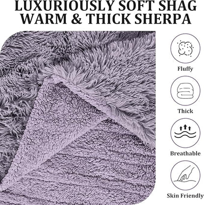 Heated Blanket Throw Electric Throw Blanket, 5 Heating Levels & 4 Hours Auto Off, Super Cozy Luxury Faux Fur & Extra Thick Sherpa Heating Blanket, Machine Washable for Home Office, 50" x 60", Purple